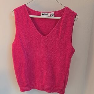 Knit Knit Hot Pink Sleeveless Sweater Size Medium 100% Cotton